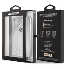 Ferrari Heritage iPhone X/XS ezüst kemény/valódi karbon tok Ferrari Heritage iPhone X/XS ezüst kemény/valódi karbon tok
