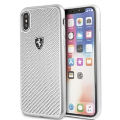 Ferrari Heritage iPhone X/XS ezüst kemény/valódi karbon tok Ferrari Heritage iPhone X/XS ezüst kemény/valódi karbon tok