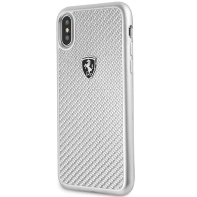 Ferrari Heritage iPhone X/XS ezüst kemény/valódi karbon tok Ferrari Heritage iPhone X/XS ezüst kemény/valódi karbon tok