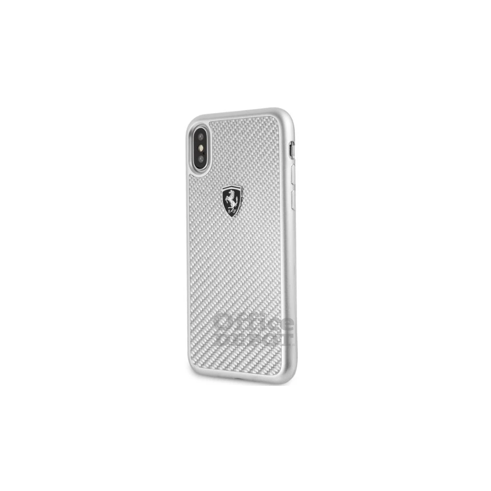 Ferrari Heritage iPhone X/XS ezüst kemény/valódi karbon tok