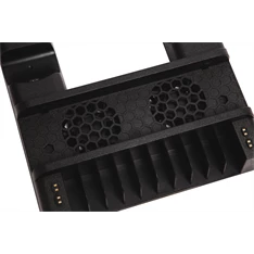 FroggieX FX-P4-C3-B Cooling Charging Stand & Storage PS4 fekete konzol hűtő + töltőállomás + lemez tartó FroggieX FX-P4-C3-B Cooling Charging Stand & Storage PS4 fekete konzol hűtő + töltőállomás + lemez tartó