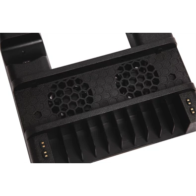 FroggieX FX-P4-C3-B Cooling Charging Stand & Storage PS4 fekete konzol hűtő + töltőállomás + lemez tartó FroggieX FX-P4-C3-B Cooling Charging Stand & Storage PS4 fekete konzol hűtő + töltőállomás + lemez tartó