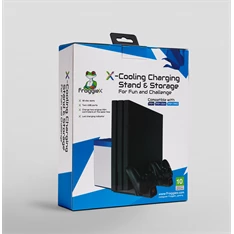 FroggieX FX-P4-C3-B Cooling Charging Stand & Storage PS4 fekete konzol hűtő + töltőállomás + lemez tartó FroggieX FX-P4-C3-B Cooling Charging Stand & Storage PS4 fekete konzol hűtő + töltőállomás + lemez tartó