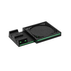 FroggieX FX-XS-C1-B Xbox Series X | S fekete konzol hűtő + dual töltőállomás + lemez tartó FroggieX FX-XS-C1-B Xbox Series X | S fekete konzol hűtő + dual töltőállomás + lemez tartó