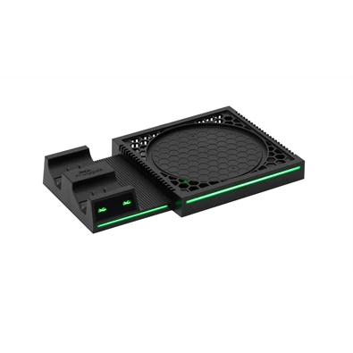 FroggieX FX-XS-C1-B Xbox Series X | S fekete konzol hűtő + dual töltőállomás + lemez tartó FroggieX FX-XS-C1-B Xbox Series X | S fekete konzol hűtő + dual töltőállomás + lemez tartó