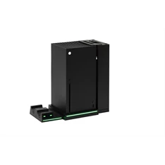 FroggieX FX-XS-C1-B Xbox Series X | S fekete konzol hűtő + dual töltőállomás + lemez tartó FroggieX FX-XS-C1-B Xbox Series X | S fekete konzol hűtő + dual töltőállomás + lemez tartó