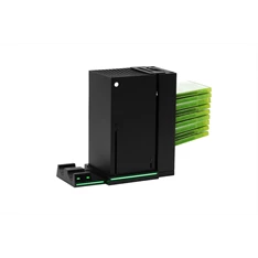 FroggieX FX-XS-C1-B Xbox Series X | S fekete konzol hűtő + dual töltőállomás + lemez tartó FroggieX FX-XS-C1-B Xbox Series X | S fekete konzol hűtő + dual töltőállomás + lemez tartó