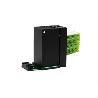 FroggieX FX-XS-C1-B Xbox Series X | S fekete konzol hűtő + dual töltőállomás + lemez tartó FroggieX FX-XS-C1-B Xbox Series X | S fekete konzol hűtő + dual töltőállomás + lemez tartó