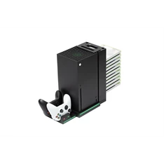 FroggieX FX-XS-C1-B Xbox Series X | S fekete konzol hűtő + dual töltőállomás + lemez tartó FroggieX FX-XS-C1-B Xbox Series X | S fekete konzol hűtő + dual töltőállomás + lemez tartó