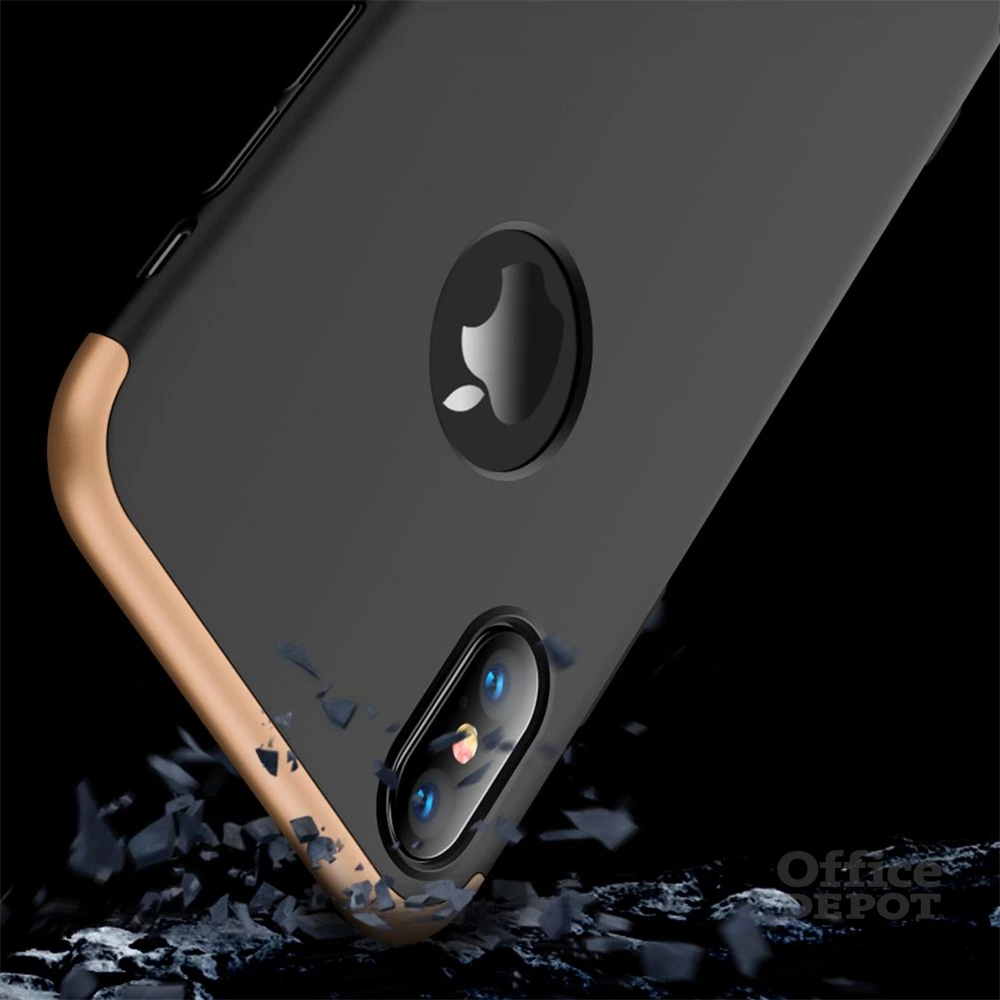 GKK GK0261 Apple iPhone XS Max hátlap - GKK 360 Full Protection 3in1 - Logo - fekete/arany