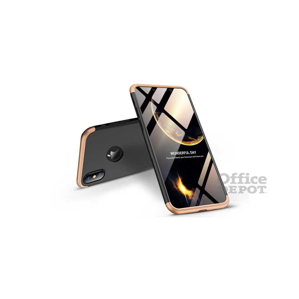GKK GK0261 Apple iPhone XS Max hátlap - GKK 360 Full Protection 3in1 - Logo - fekete/arany