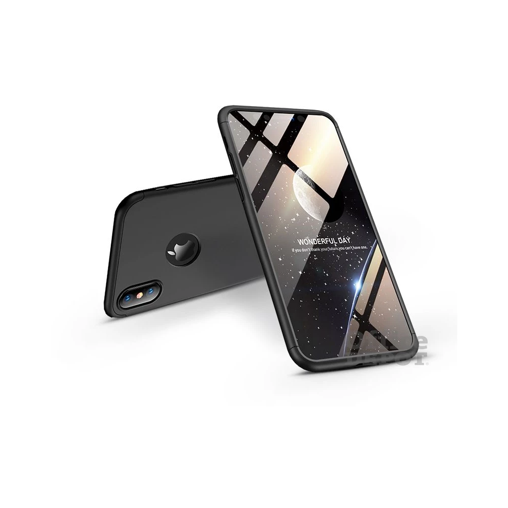GKK GK0273 Apple iPhone XS Max hátlap - GKK 360 Full Protection 3in1 - Logo - fekete