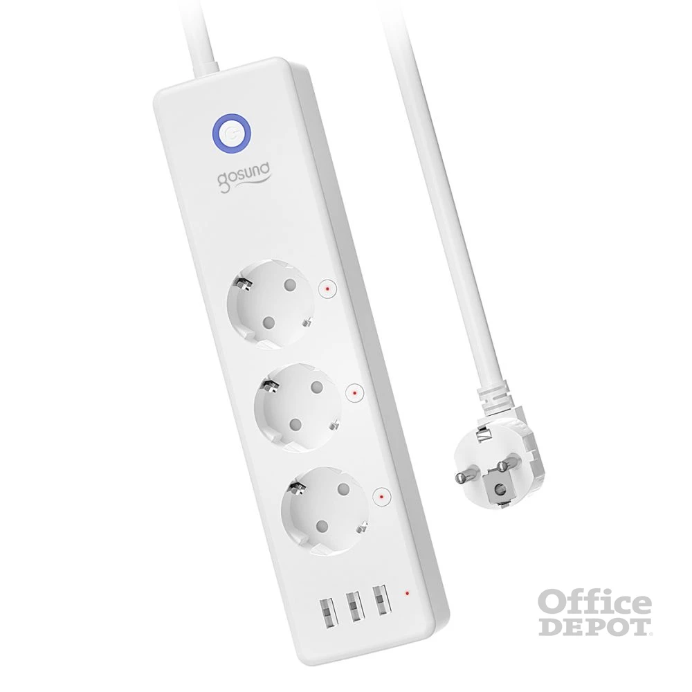 GOSUND P1 Smart Wi-Fi-s okos elosztó, 3xUSB és 3x230V, 1.5m kábel