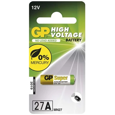 GP High Voltage alkáli 27A (A27, MN27, A90) elem 1db/bliszter GP High Voltage alkáli 27A (A27, MN27, A90) elem 1db/bliszter