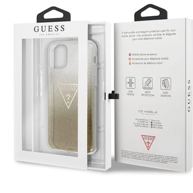 GUESS iPhone 11 Pro Max csillámos folyadékos háromszöges arany TPU tok GUESS iPhone 11 Pro Max csillámos folyadékos háromszöges arany TPU tok