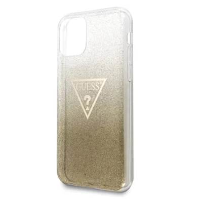 GUESS iPhone 11 Pro Max csillámos folyadékos háromszöges arany TPU tok GUESS iPhone 11 Pro Max csillámos folyadékos háromszöges arany TPU tok