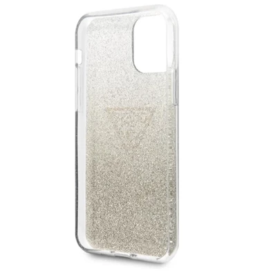 GUESS iPhone 11 Pro Max csillámos folyadékos háromszöges arany TPU tok GUESS iPhone 11 Pro Max csillámos folyadékos háromszöges arany TPU tok