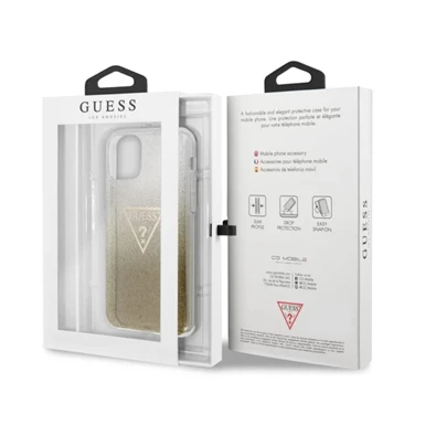 GUESS iPhone 11 Pro Max csillámos folyadékos háromszöges arany TPU tok GUESS iPhone 11 Pro Max csillámos folyadékos háromszöges arany TPU tok