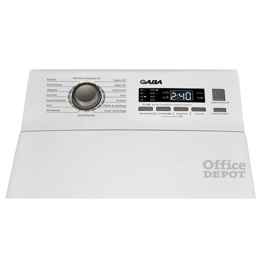 Gaba GMW-612CSB fehér, felültöltős, max.1200ford., 6 kg, mosógép