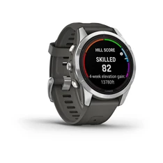 Garmin Fenix 7S Pro Solar, ezüst, grafitszürke szilikon szíjjal okosóra
