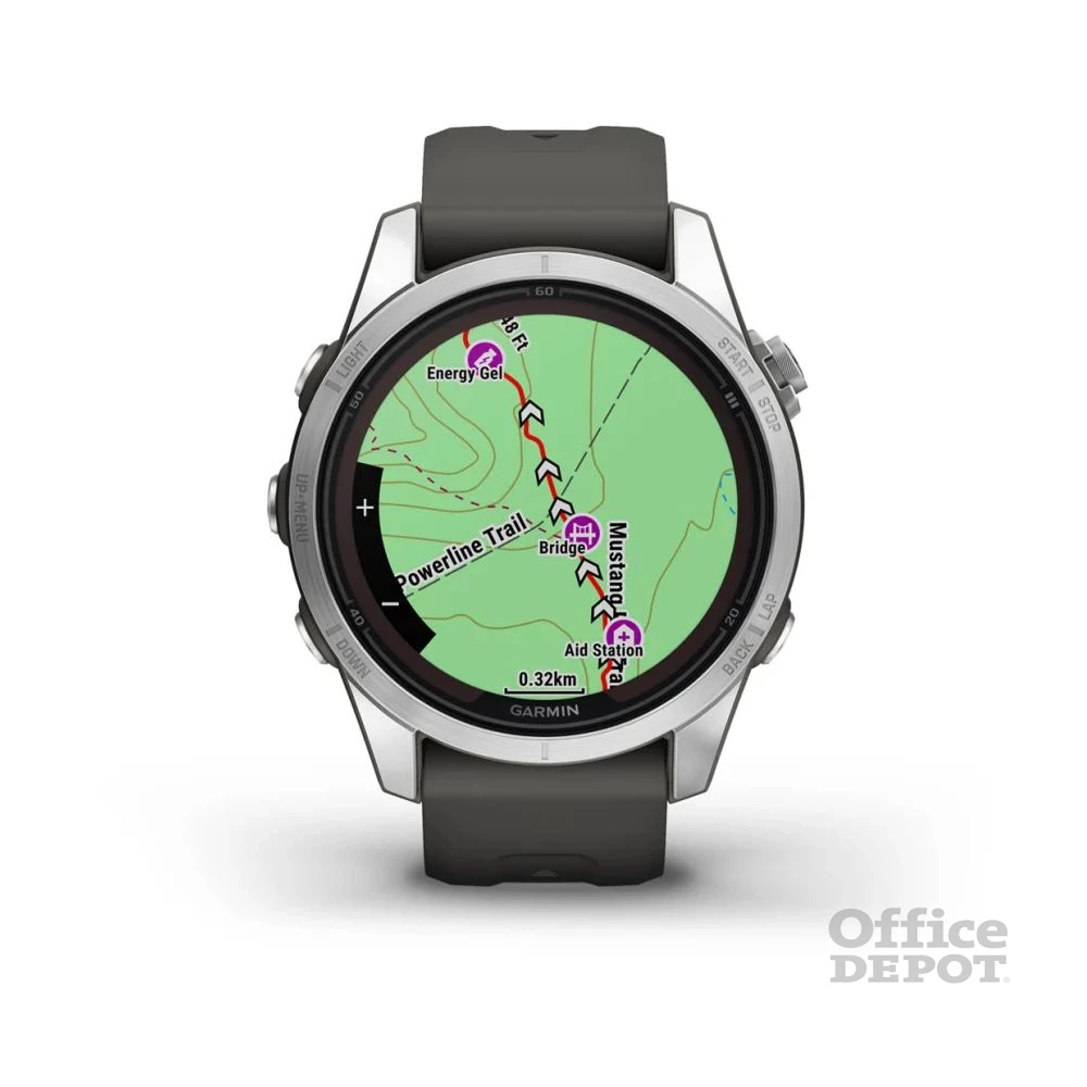Garmin Fenix 7S Pro Solar, ezüst, grafitszürke szilikon szíjjal okosóra