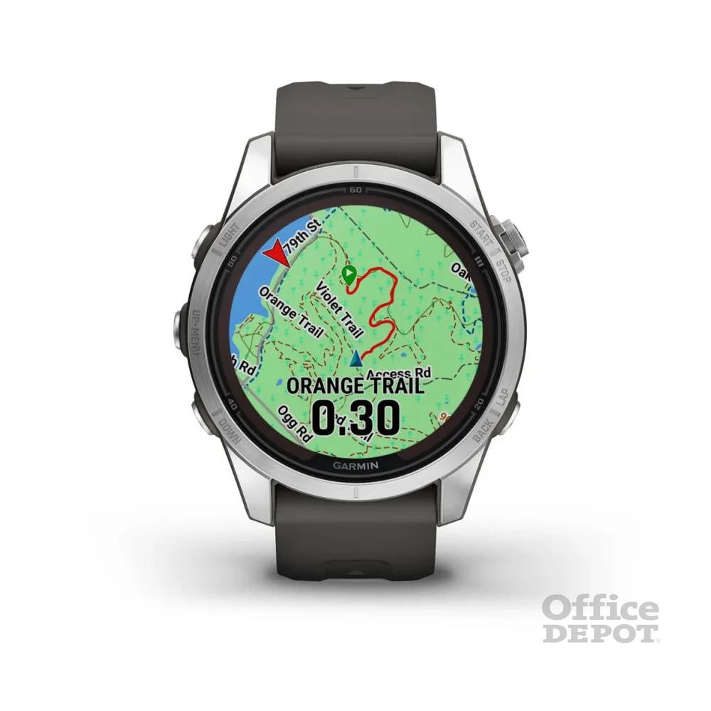 Garmin Fenix 7S Pro Solar, ezüst, grafitszürke szilikon szíjjal okosóra