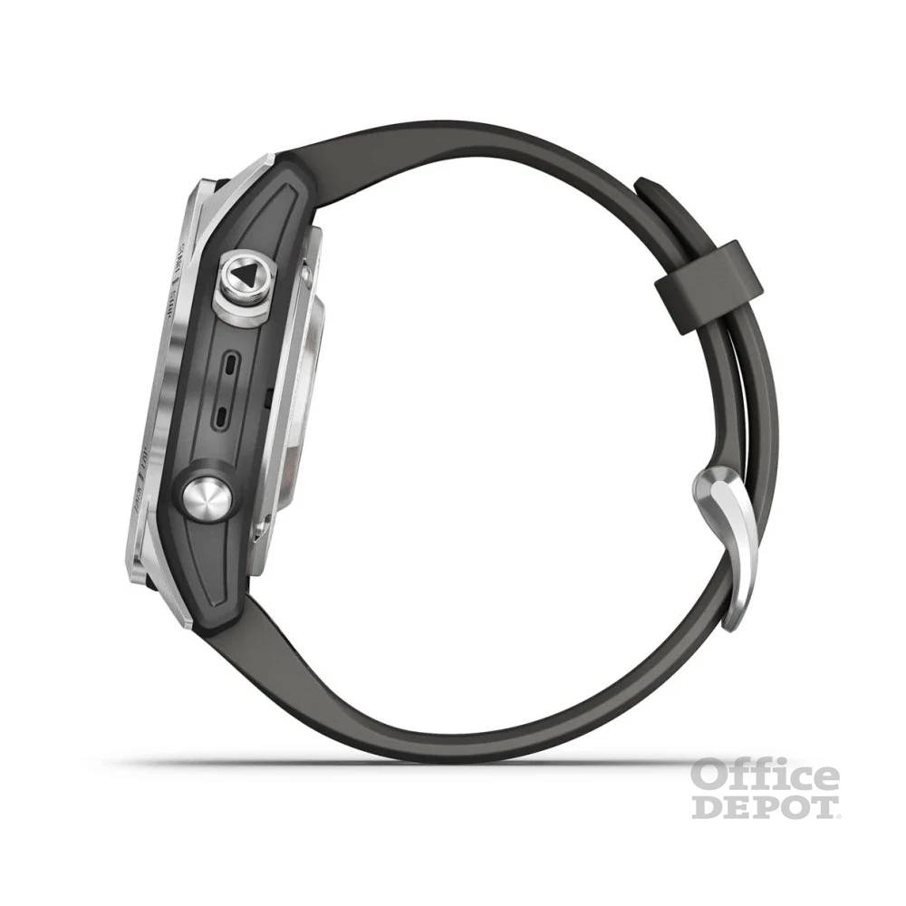 Garmin Fenix 7S Pro Solar, ezüst, grafitszürke szilikon szíjjal okosóra