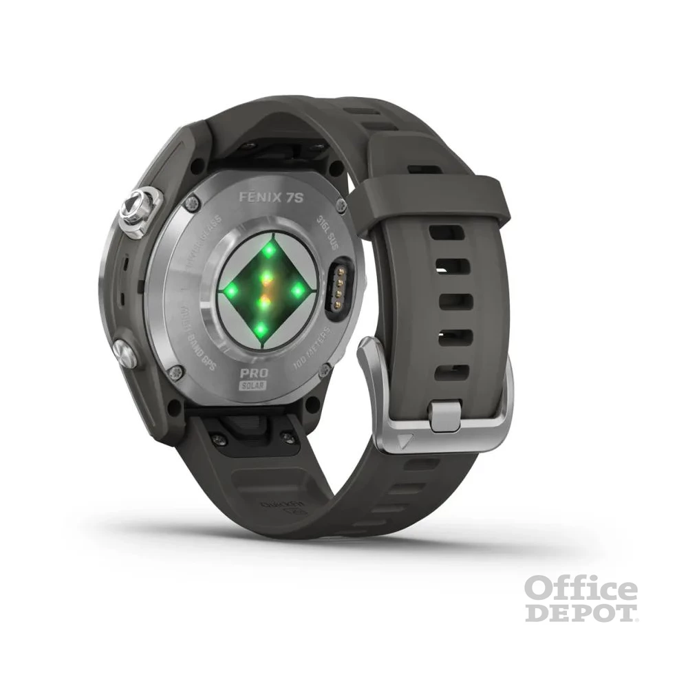 Garmin Fenix 7S Pro Solar, ezüst, grafitszürke szilikon szíjjal okosóra