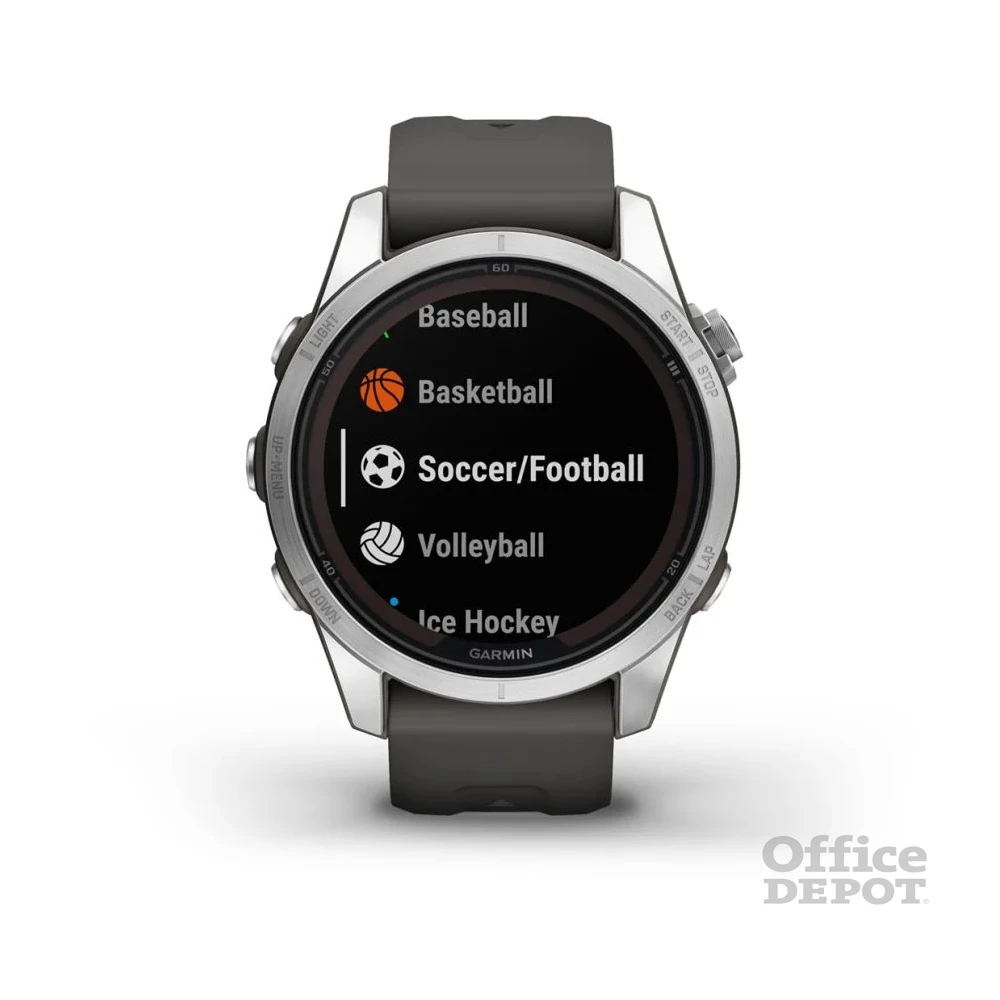Garmin Fenix 7S Pro Solar, ezüst, grafitszürke szilikon szíjjal okosóra