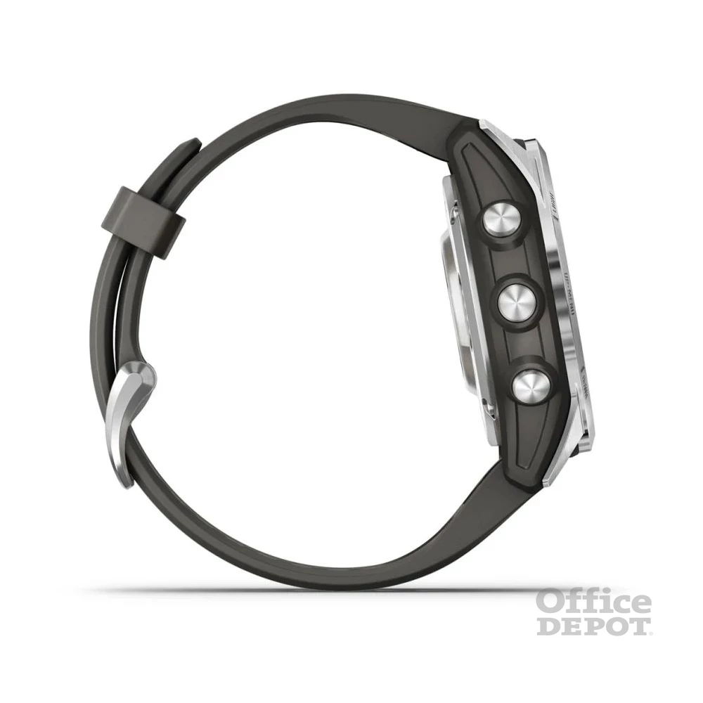 Garmin Fenix 7S Pro Solar, ezüst, grafitszürke szilikon szíjjal okosóra