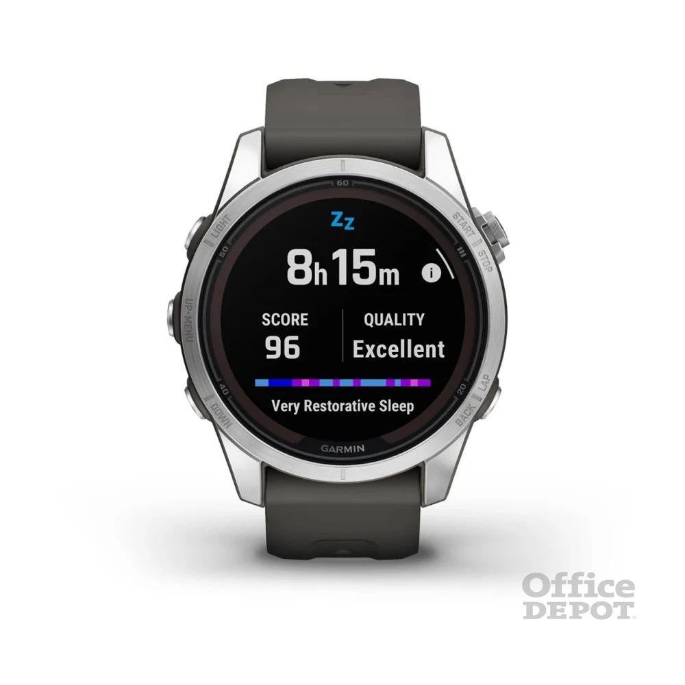Garmin Fenix 7S Pro Solar, ezüst, grafitszürke szilikon szíjjal okosóra