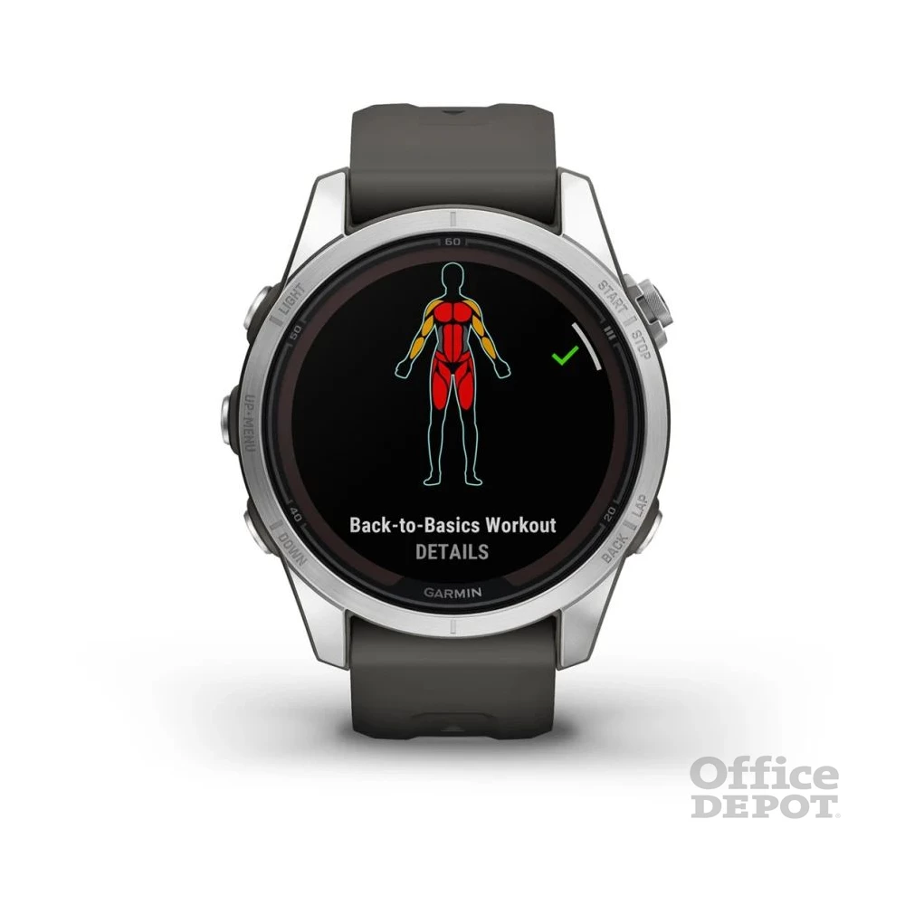 Garmin Fenix 7S Pro Solar, ezüst, grafitszürke szilikon szíjjal okosóra