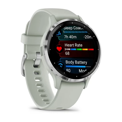 Garmin Venu 3S zsálya, ezüst kerettel, szilikon szíjjal okosóra Garmin Venu 3S zsálya, ezüst kerettel, szilikon szíjjal okosóra