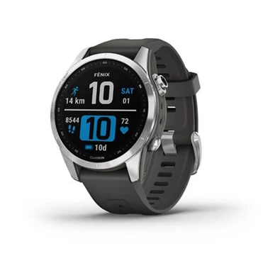 Garmin fenix 7S (42mm) grafit szilikon pántos ezüst okosóra