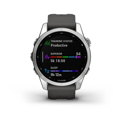 Garmin fenix 7S (42mm) grafit szilikon pántos ezüst okosóra
