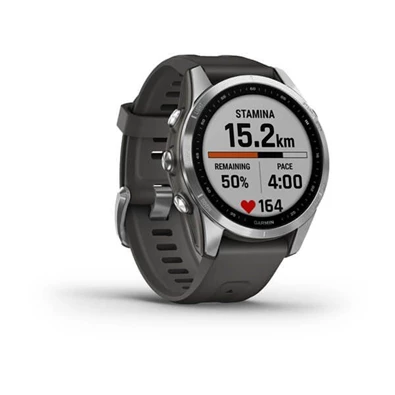 Garmin fenix 7S (42mm) grafit szilikon pántos ezüst okosóra