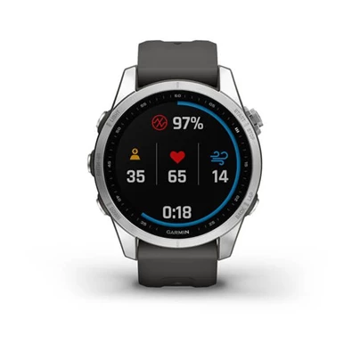 Garmin fenix 7S (42mm) grafit szilikon pántos ezüst okosóra