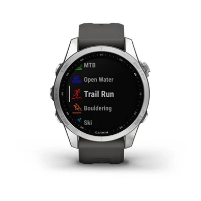 Garmin fenix 7S (42mm) grafit szilikon pántos ezüst okosóra