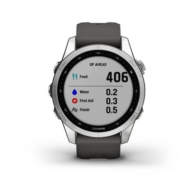 Garmin fenix 7S (42mm) grafit szilikon pántos ezüst okosóra