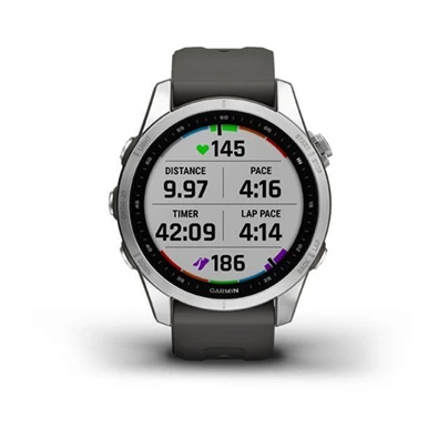 Garmin fenix 7S (42mm) grafit szilikon pántos ezüst okosóra