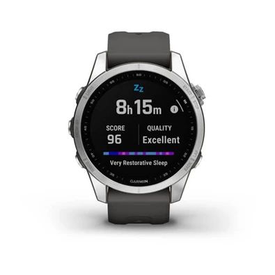 Garmin fenix 7S (42mm) grafit szilikon pántos ezüst okosóra