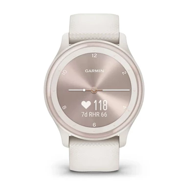 Garmin vívomove Sport fehér szilikon szíjjal barackarany órakerettel okosóra Garmin vívomove Sport fehér szilikon szíjjal barackarany órakerettel okosóra