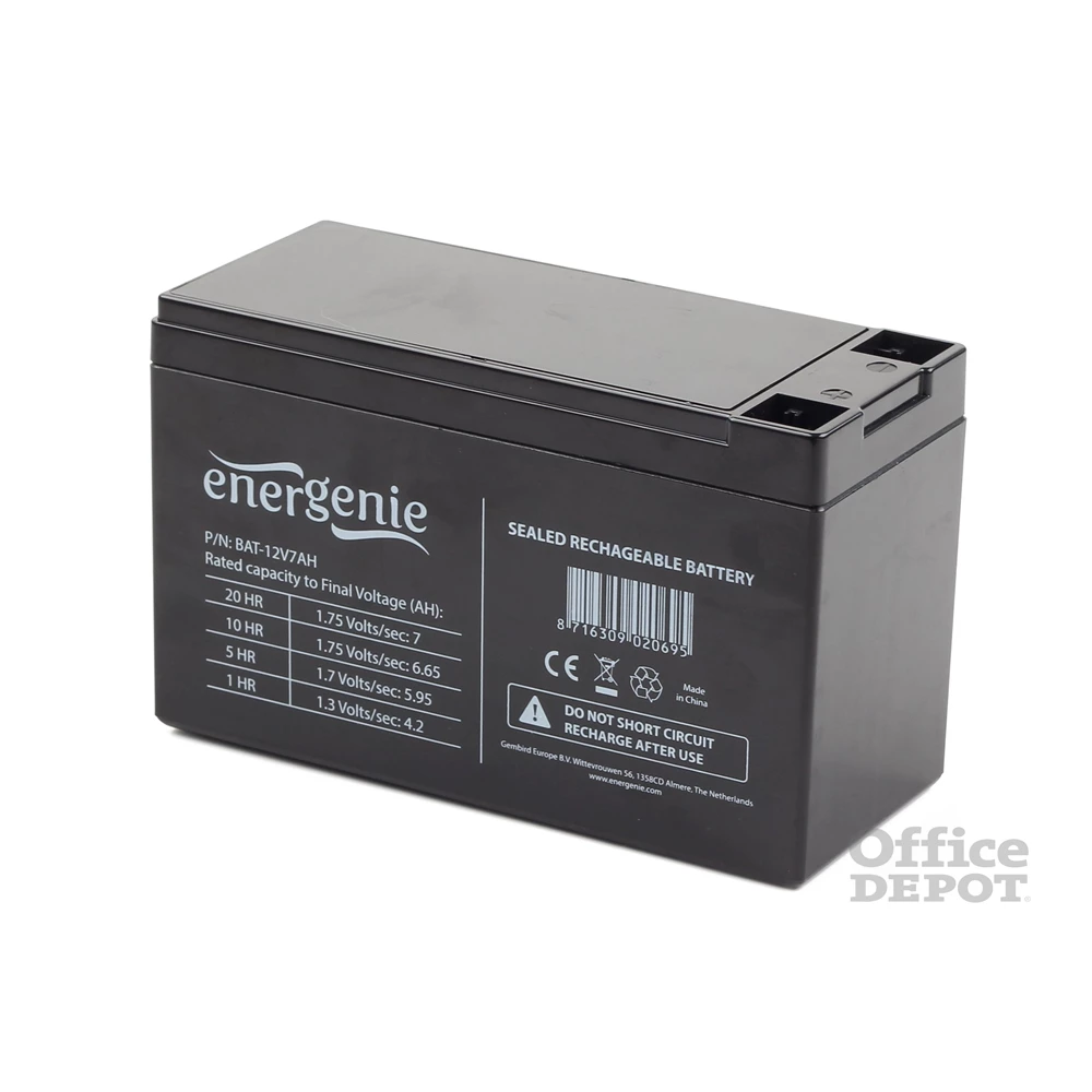 Gembird BAT-12V7AH Energenie 12V/7AH újratölthető zselés akkumulátor