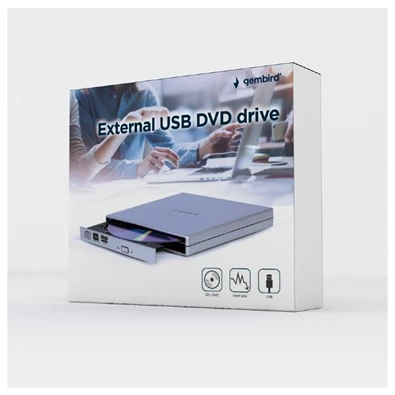 Gembird DVD-USB-02-SV ezüst USB külső DVD író Gembird DVD-USB-02-SV ezüst USB külső DVD író