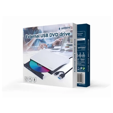 Gembird DVD-USB-03-BW fekete-fehér USB külső DVD író Gembird DVD-USB-03-BW fekete-fehér USB külső DVD író