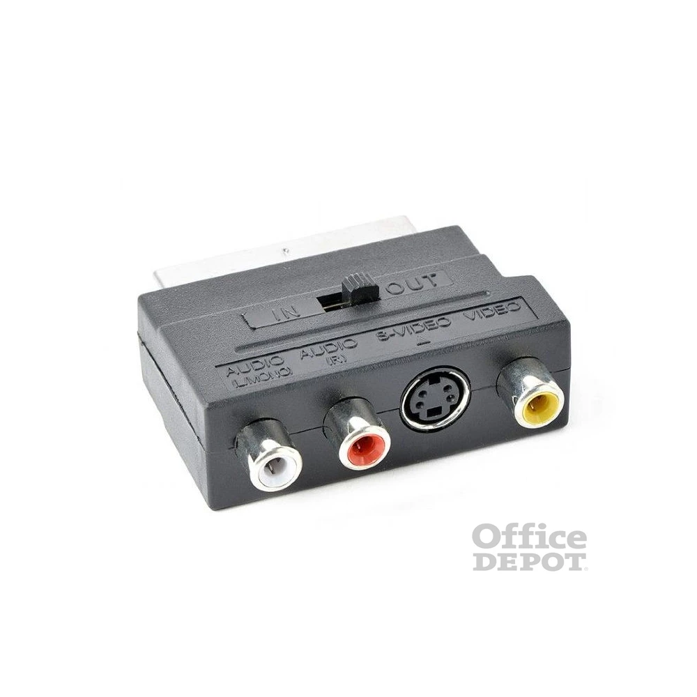 Gembird Scart -> 3db RCA S-Video M/F adapter fekete