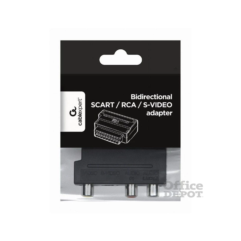 Gembird Scart -> 3db RCA S-Video M/F adapter fekete