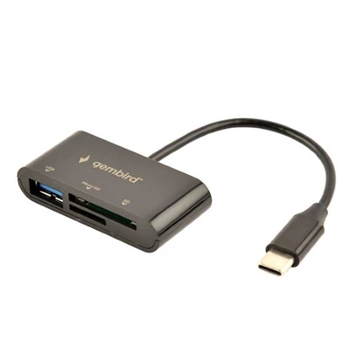 Gembird USB-C SD/microSD kártyaolvasó fekete Gembird USB-C SD/microSD kártyaolvasó fekete