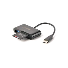 Gembird USB-C SD/microSD kártyaolvasó fekete Gembird USB-C SD/microSD kártyaolvasó fekete