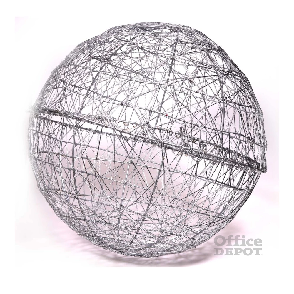 Gömb alakú 40cm/ezüst színű festett fém dekoráció
